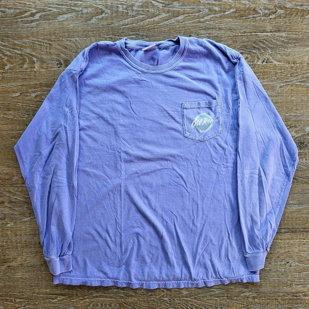 Old Row Comfort Colors Long Sleeve Pocket T-Shirt Purple Mens XL Admit Nothing